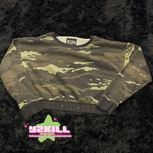 Victoria's Secret Sport Baggy Camo Crop Sweatshirt - Picture 1 of 5